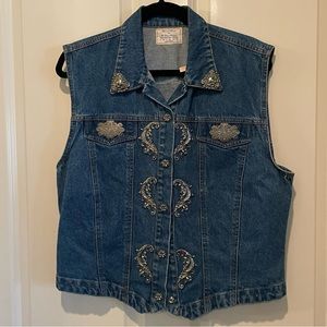 Denim Vest with pewter accents.